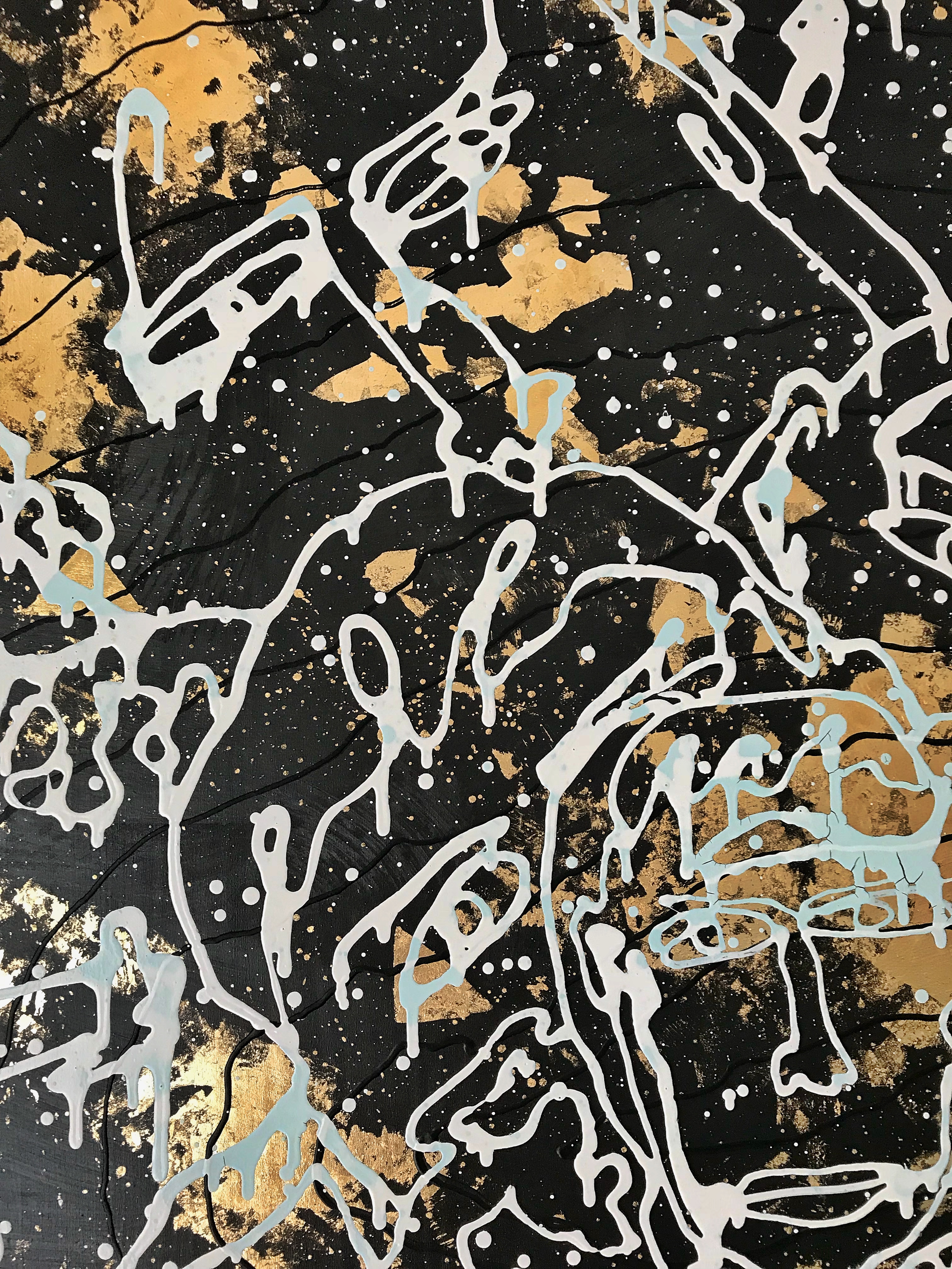 Gold that is deep inside me - contemporary artwork - gold and black