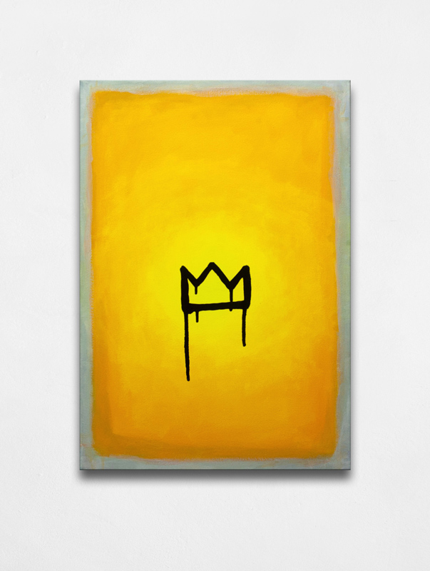 Just believe me - contemporary Ukrainian art - crown on a bright yellow